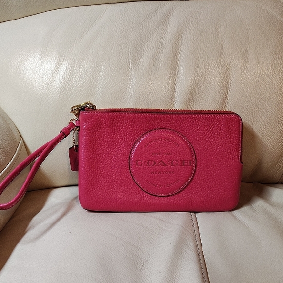 Coach Fuchsia Leather Wristlet - Picture 2 of 5